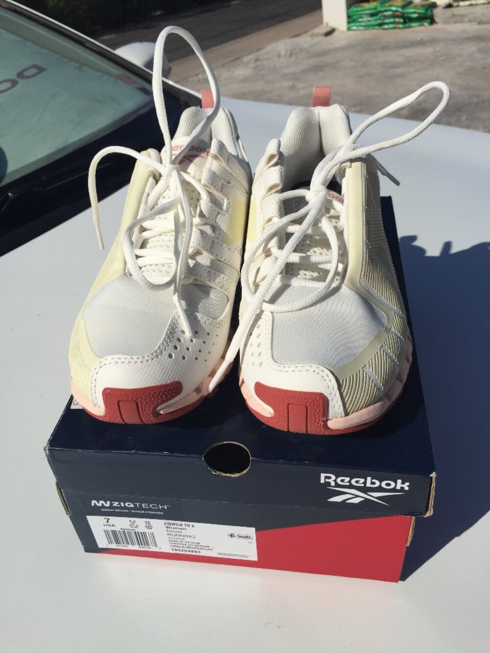 Reebok Women Zigwild Trail 6 Running Shoes Chalk White Pink Clay Comfort, Size 7